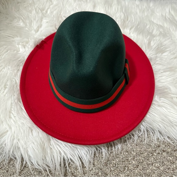 Stylish Green and Red Fedora Hat main image 8